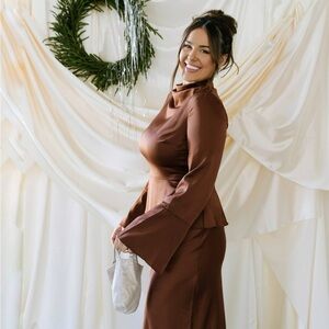 ASOS NWT Brown Long-Sleeve Dress